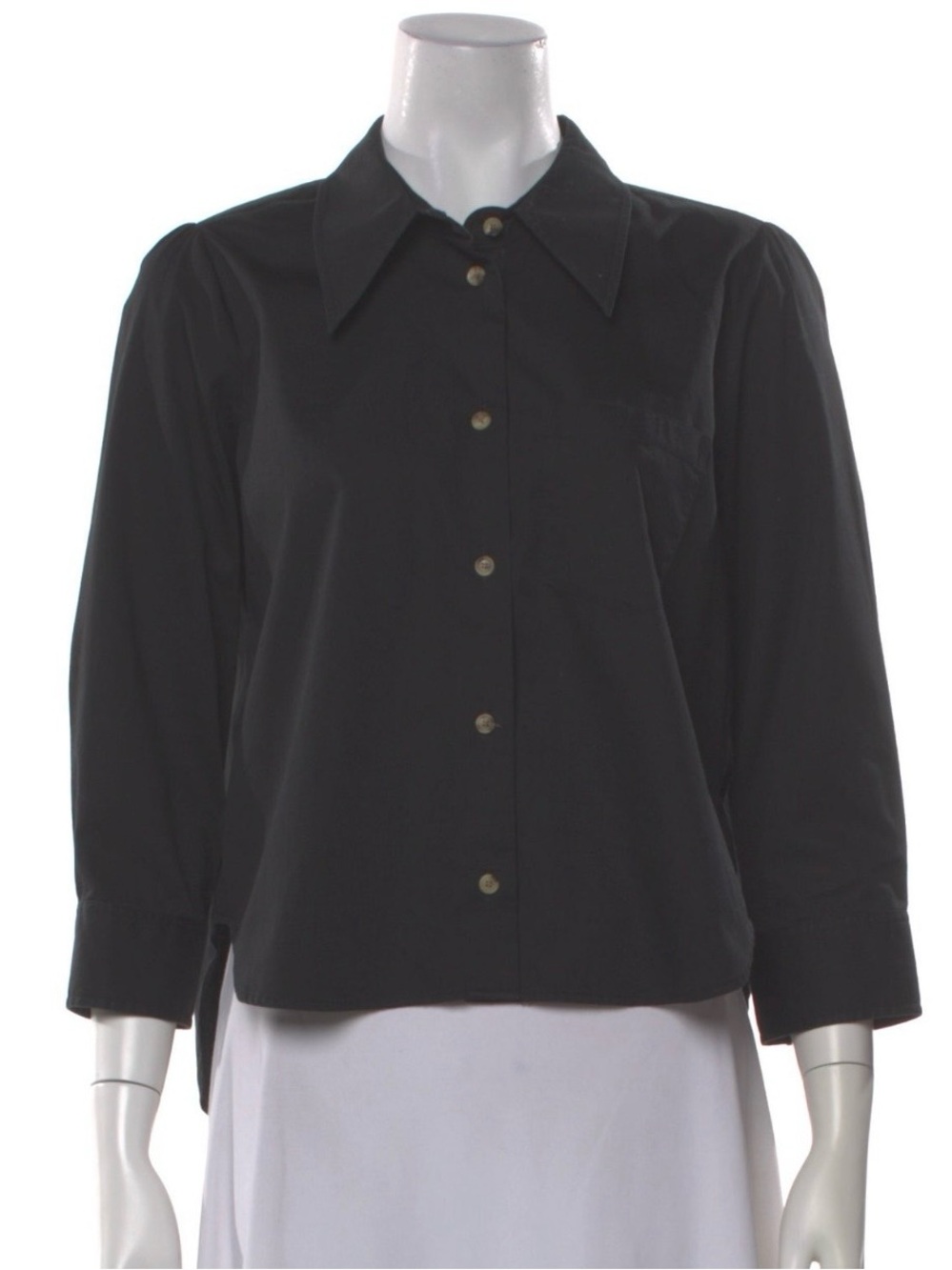 Khaite black 3/4 Sleeve Cropped Button Up Shirt L